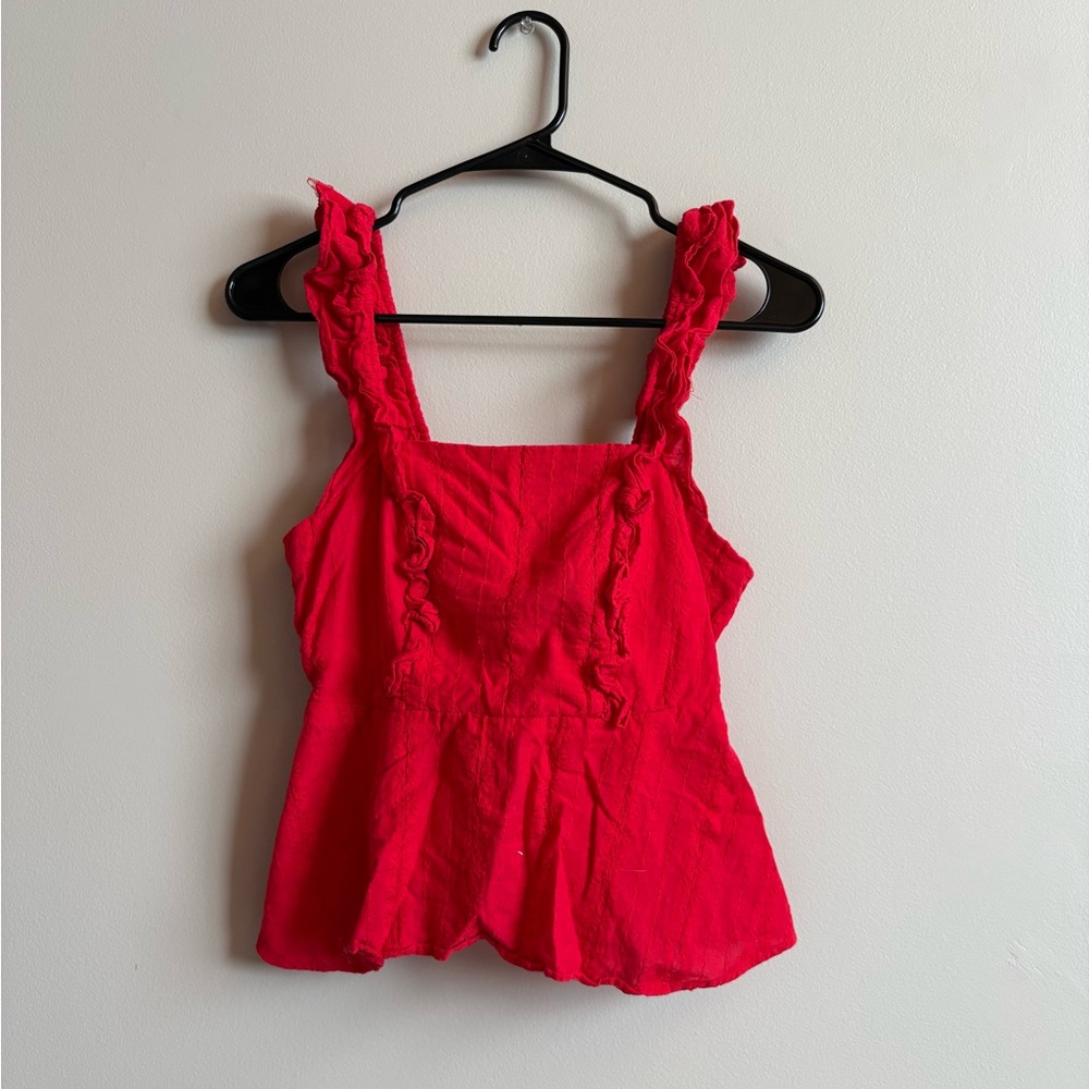 Red Ruffled Women's Top (Xs-S)